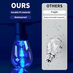 CAWWS Outdoor String Lights 50FT, Outdoor Lights for Patio with 20 50ft