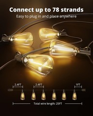25FT Waterproof LED Outdoor Patio String Lights Bulbs 11 ST38 Bulbs Waterproof