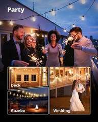 25FT Waterproof LED Outdoor Patio String Lights Bulbs 11 ST38 Bulbs Waterproof