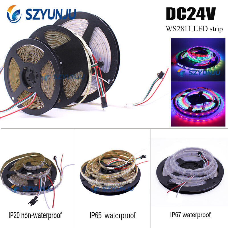 24V 5M WS2811 60led/m LED strip Addressable Digital RGB Dream Full color 5m/roll