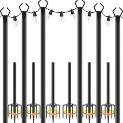4 Pack 10 Ft Heavy Duty Metal String Light Poles Adjustable Outdoor Lighting Sta
