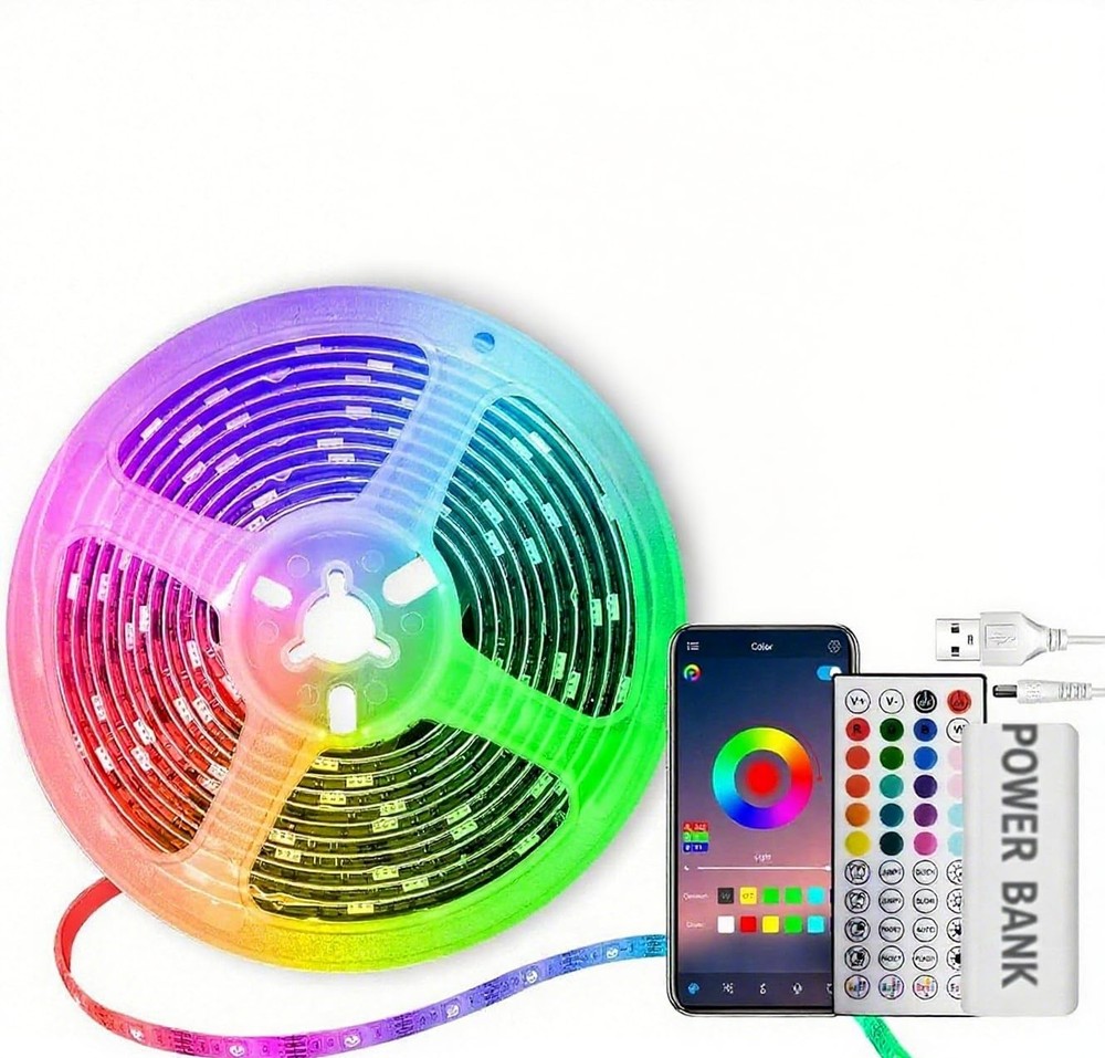 RUISHINE Battery Operated LED Strip Lights Rechargeable 20ft, color changing
