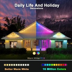 Luces exteriores permanentes, luces de alero RGB de 200 pies con control de apli