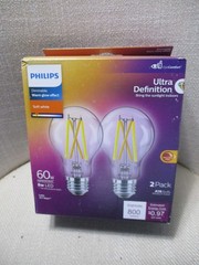 2 Pack Philips Ultra Definition 60W Equivalent 8W LED A19 Medium Bulb 800 Lumens