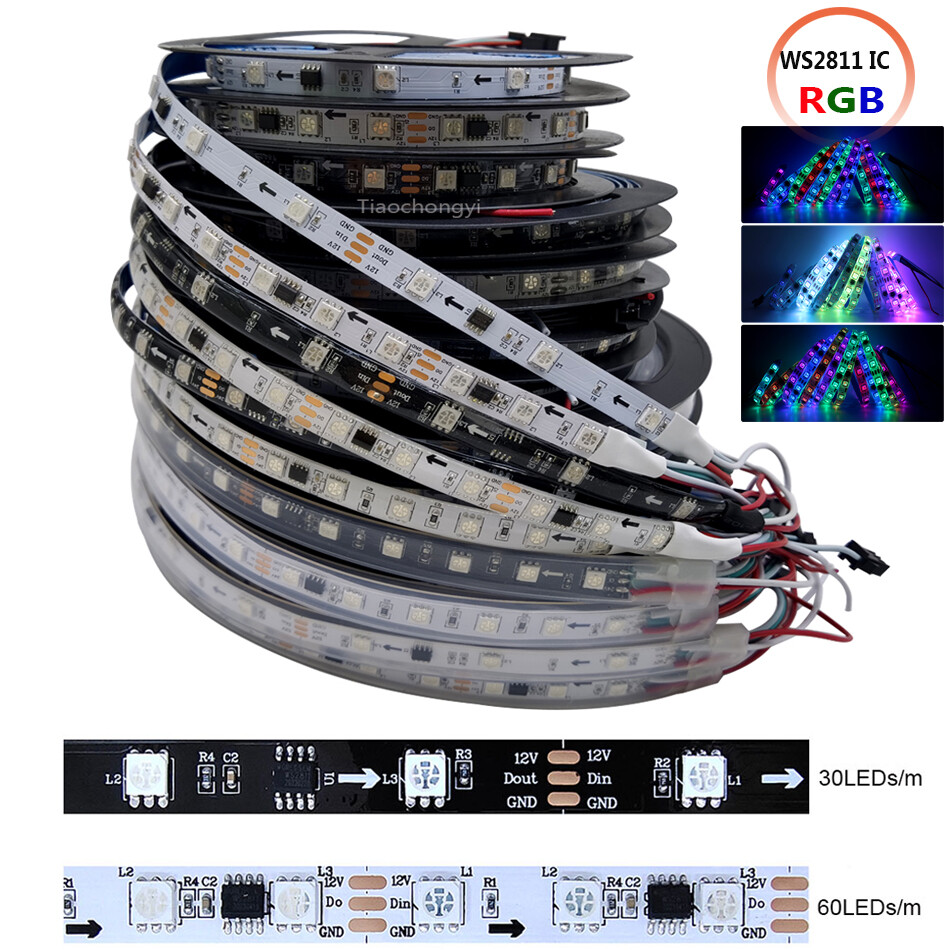 12V WS2811 RGB LED light strip Dream Full color 30led 60LEDs/m Flexible Led Tape