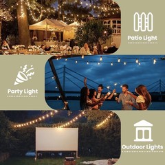 Solar String Lights 100FT, ST38 Shatterproof Bulbs Waterproof for Patio Garden