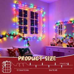 Christmas Lights Battery Operated Outdoor Waterproof, Multicolor Christmas Lig