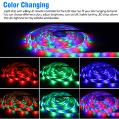 32ft Flexible 3528 RGB LED SMD Strip Light Remote Fairy Lights Room TV Party USA