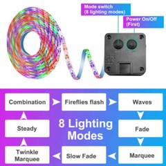Upgraded Solar LED Strip Flexible Lights 8 Lights Mode Waterproof Outdoor Decor