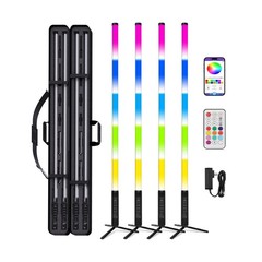 4Pack Professional 360 DJ Tube Light Bar Stand with Case Battery Powered IP65…
