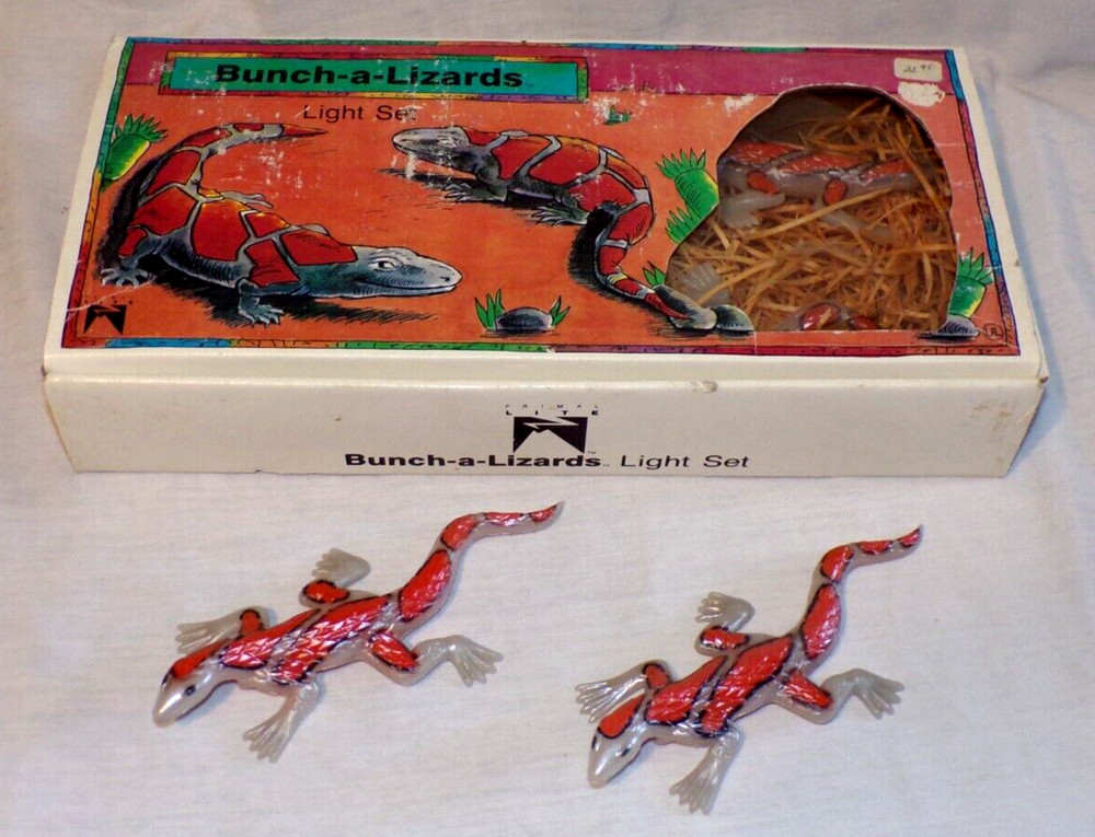 VTG 10pc Primal Lite Bunch A Lizards String Light Plastic Molded Covers 4″