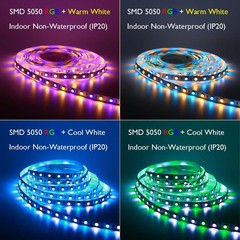 Bluetooth RGB+W 60M 50M 40M 30M 20M 10M RGBW LED Strip Light Waterproof 12V PSU
