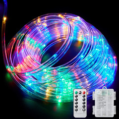 LED Rope Lights Outdoor String Light Battery Powered with Remote Control, 8