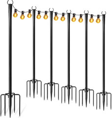 4 Pack String Light Poles for Outside, Thickened Metal Christmas Lights Hanger P