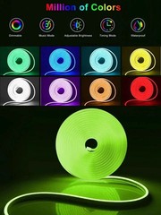 100Ft LED Neon Rope Lights with App and Remote Control, IP65 Waterproof Neon Str
