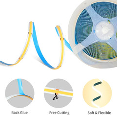 5V USB COB LED Strip Lights with Dimmable Switch,6.56Ft/2M,Ice Blue,320Leds/M,8M