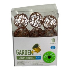 Metal Thread Copper Rose Gold Globe LED String Light 10 Ct Round Balls