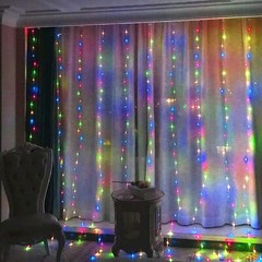 300-LED Curtain Light for Bedroom Wall Plug in Window Hanging Fairy String Light