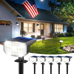 Solar Lights Outdoor Waterproof IP65, Super Bright LED with Lens, 6500K 2 Lig…