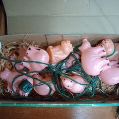 Vintage 1989 Primal Lite Pack-O-Piggies Pig 14’ String Lights 2 boxes of lights