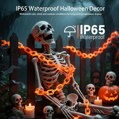 10Ft Solar Halloween Plastic Chain Lights for Halloween Decorations Outdoor , 8