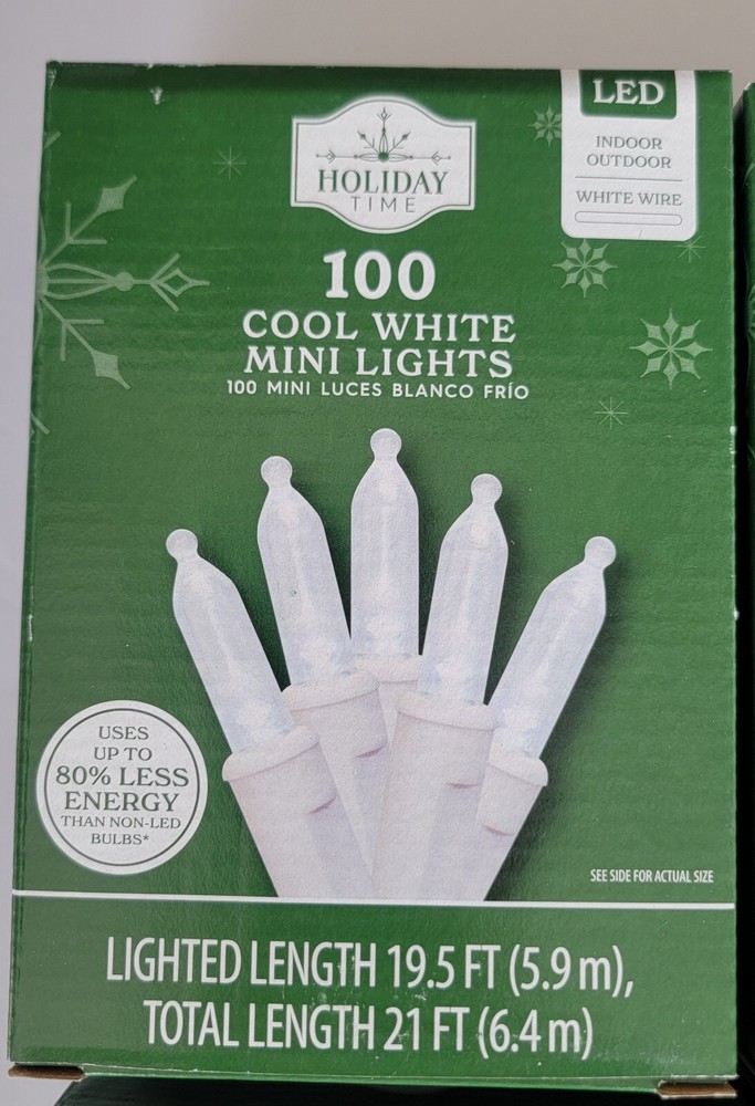 Holiday Time 100-Ct Cool White LED Mini Fairy Lights. NEW