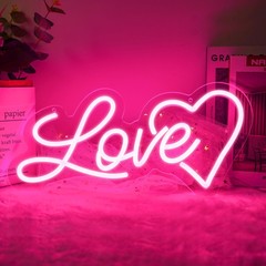 Love Heart neon Sign – 10 Levels Dimmable USB neon Lights for Wall, Kids Bedr…