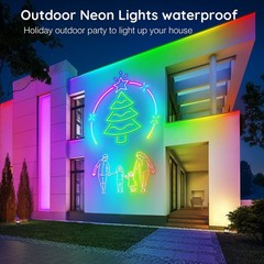 60FT LED Neon Rope Lights, App/Remote Control, Waterproof RGB, Music Sync, Flexi