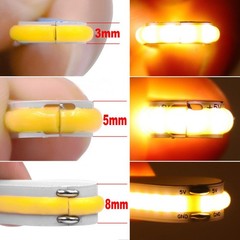 12V COB LED Strip 3/5/8mm Tape Lights Bedroom Kitchen Under Cabinet Home Decor