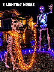BATTERY HALLOWEEN CHAIN LIGHTS 10 FT 160 LED ORANGE TIMER YARD DECOR