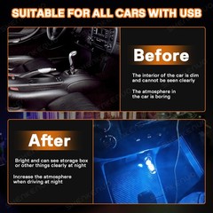 2PC Blue Neon Glow Decor Boat Light Bulbs Car Party + USB Touch Night Light