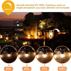48ft LED Outdoor Waterproof Patio String Lights Dimmable S14 Plastic Bulb Remote