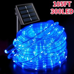 105FT Blue Solar LED Rope Lights 8 Mode Outdoor Waterproof for Home Garden Lamp