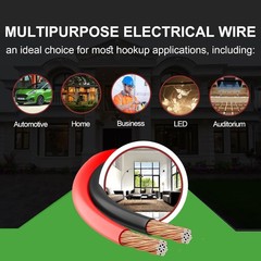 18 AWG 40FT Red & Black PVC Electrical Wire for LED Lighting & Low-Voltage Use