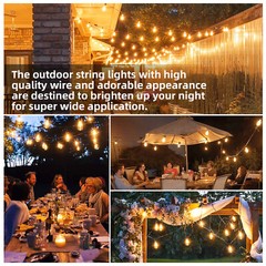 100FT Outdoor String Lights Patio Lights 2Pack-(50ft 25 Led) ST38 Shatterproof