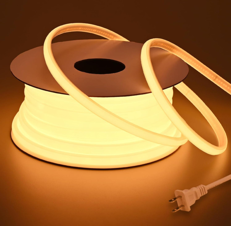 Tira LED COB 20m impermeable 110V 2700K luz cálida flexible alta potencia IP65