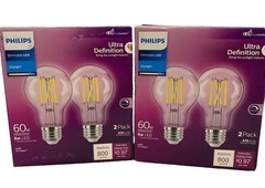 2 Pk Philips Ultra Definition 60W Equivalent Daylight A19 Medium LED Light Bulb