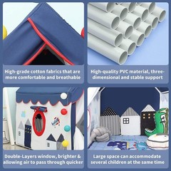 Kids Tents Indoor Playhouses Boys 9.9Ft Star String Lights Blue Tent for Upgr…