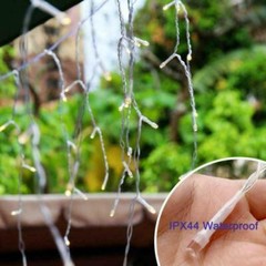 96-480 LED Hanging Icicle Curtain Lights Outdoor Fairy String Xmas Wedding Lamp