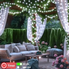 4-Pack 16.5Ft 50LED Battery Fairy Lights Cool White Remote Timer Outdoor