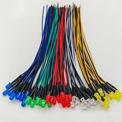LED Lights 50pcs 5mm Red Yellow Green Blue White Diffused 12VDC Prewired