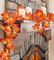 50 LED 16.4Ft Thanksgiving Decorations Fall Garland String Lights with Timer, Li