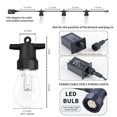 CAWWS Outdoor String Lights 50FT, Outdoor Lights for Patio with 20 50ft