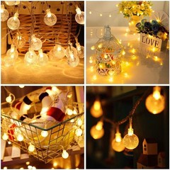 Merdeco Globe, Plug in String Lights 10ft/3m 20 LED Bulb Warm White Fairy Lights