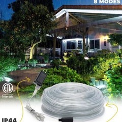 Cool White 8-Mode LED Outdoor Waterproof Rope Light 10′ 20′ 25′ 50′ 100′ 150′ ft