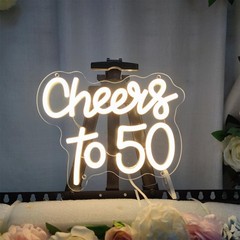Cheers to 50 Years Neon Sign 50th Anniversary Decorations, LED Lights Sign 50…