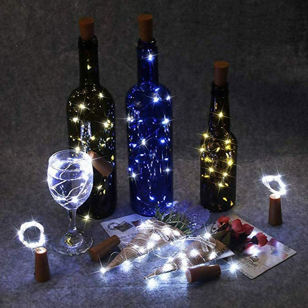 4pcs Wine Bottle Fairy String Lights 20 LED Battery Cork For Party Xmas Wedding