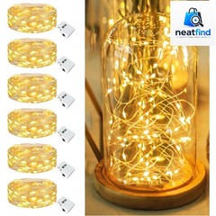 Versatile 6 Pack Twinkle Lights – Waterproof 7ft Battery Powered Modern Decor