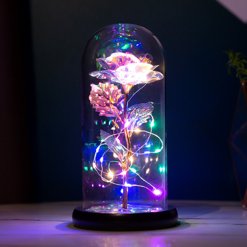 Eternal Forever Galaxy Rose Flower In Glass Dome LED Light Valentine’s Day Gift