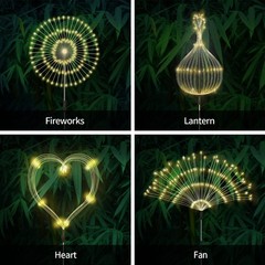 Solar Outdoor Warm White Garden Lights, 4 Pack Firework With 120 LED Starburs…